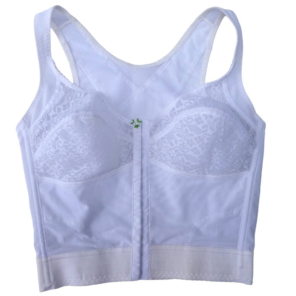 Vintage 60s Gelmart Bra Bustier 36C White Wireless Bullet Lace Front Closure